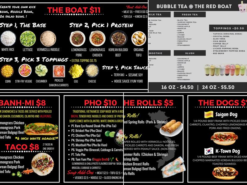 The Red Boat Asian Fusion Menu