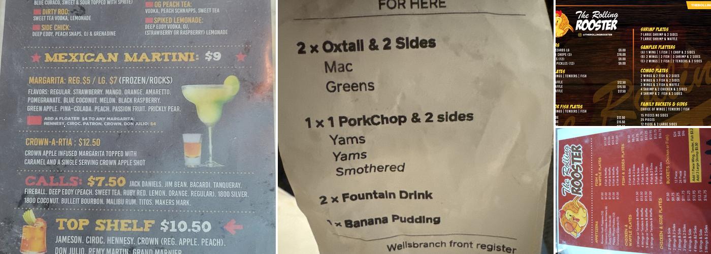 The Rolling Rooster Menu