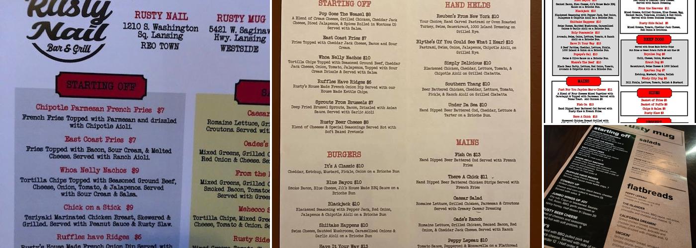 The Rusty Mug Westside Menu