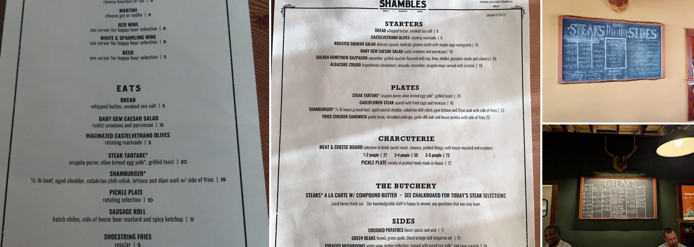 The Shambles Menu