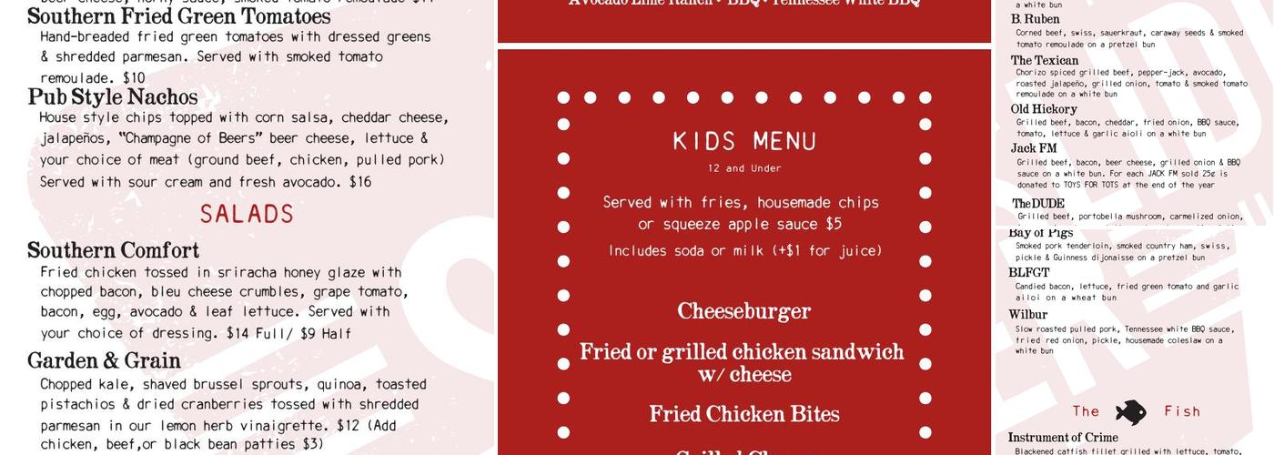 The Slider House Menu