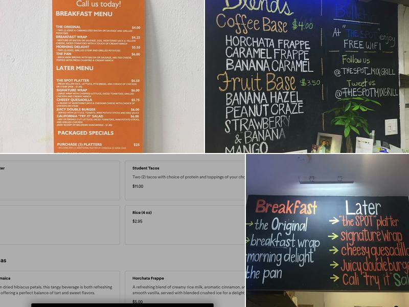 The Spot Mix Grill Menu