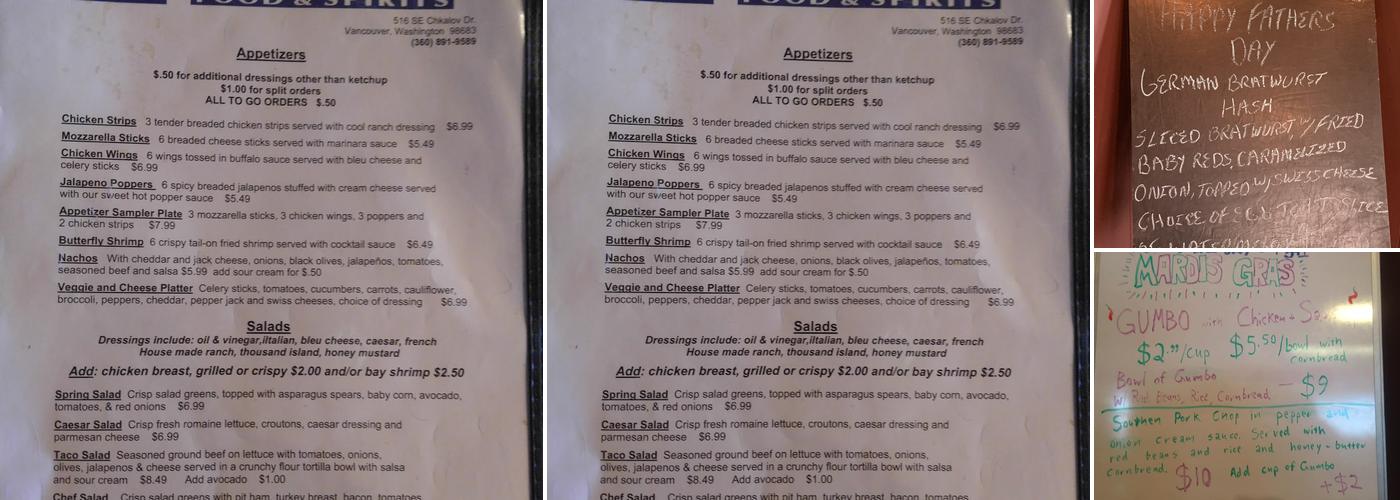 The Springs Food and Spirits Menu