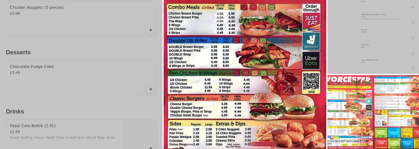 Worcester Peri Peri Menu