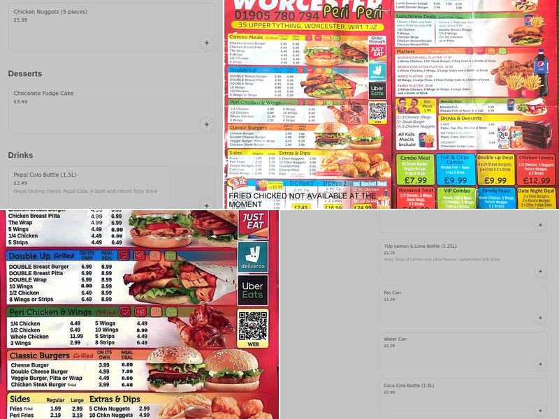 Worcester Peri Peri Menu