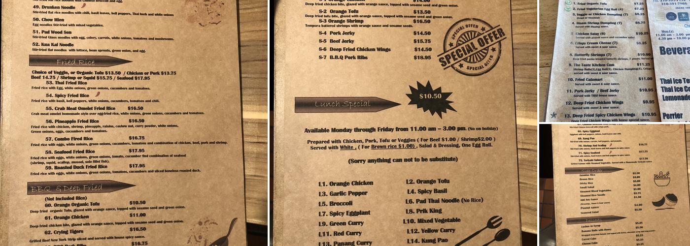 The Taste Kitchen Menu