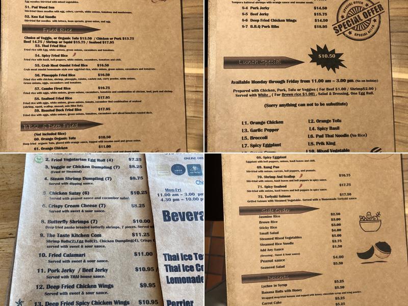 The Taste Kitchen Menu
