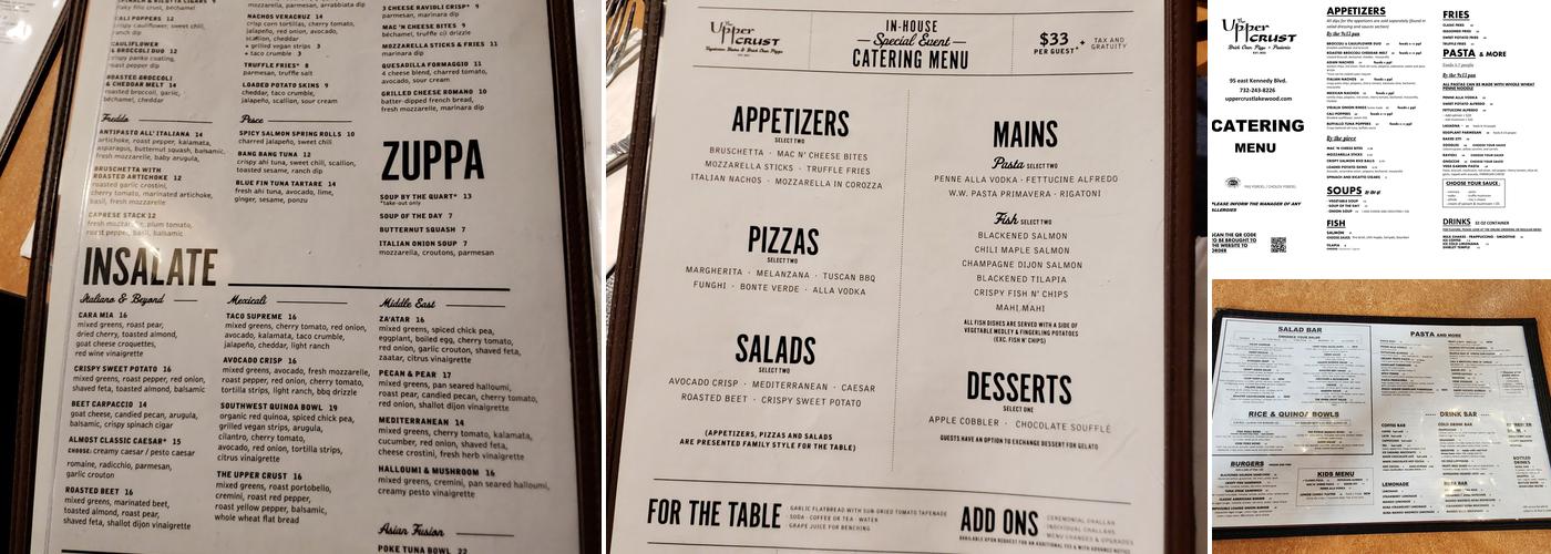 The Upper Crust Menu