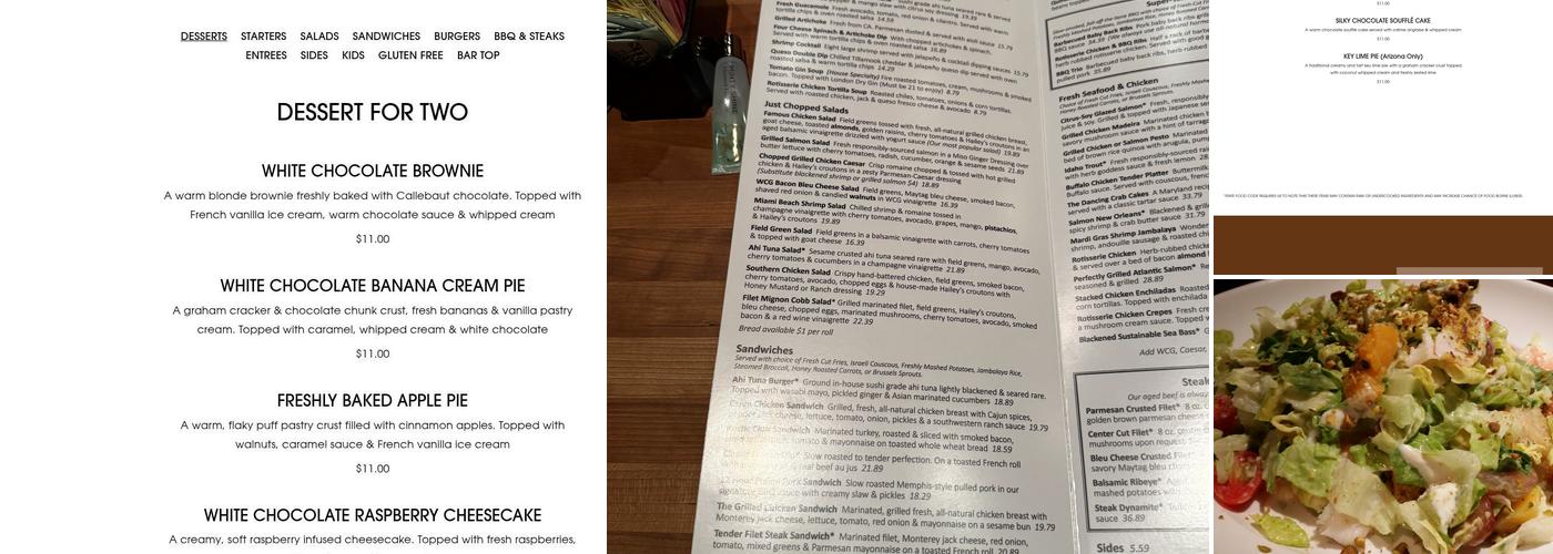 The White Chocolate Grill Menu