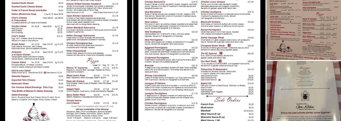 Open Kitchen Menu