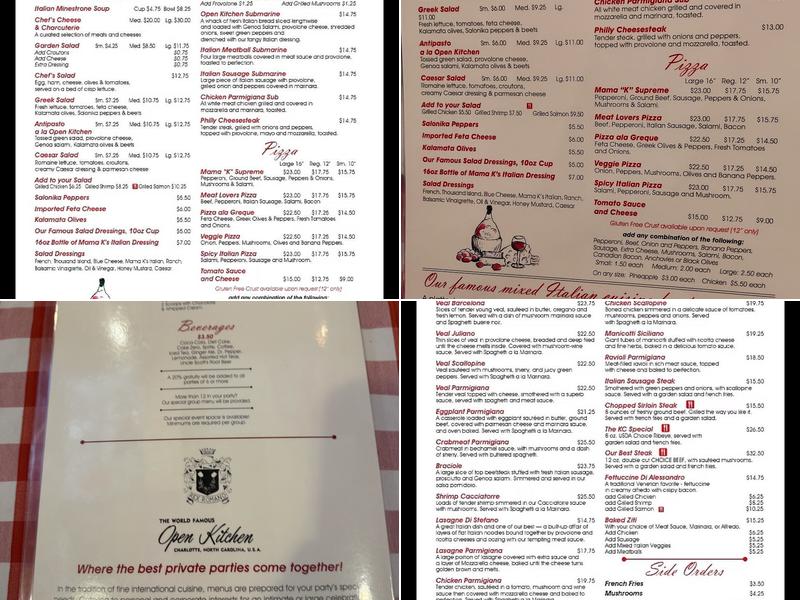 Open Kitchen Menu