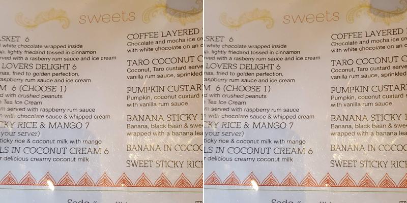 Thipi Thai Menu