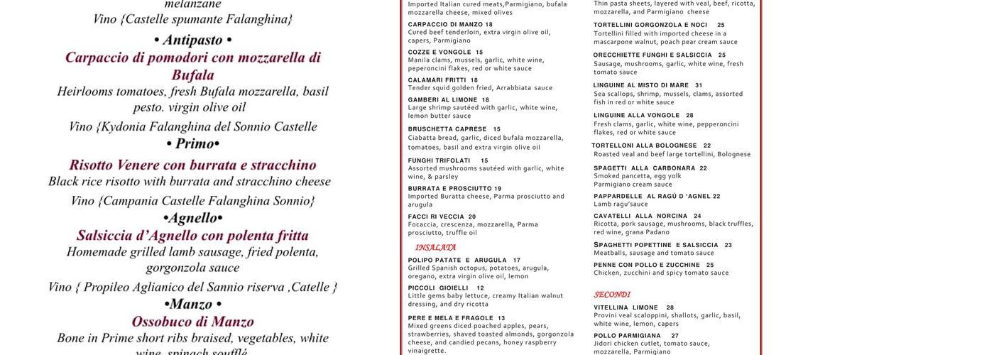 Ti Amo Ristorante by Il Barone Menu