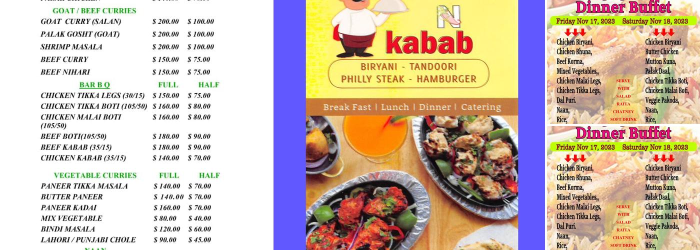 Tikka N kabab Menu