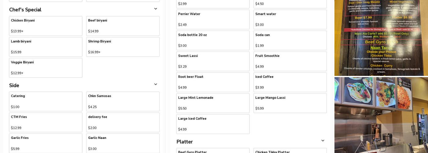Tikka Menu