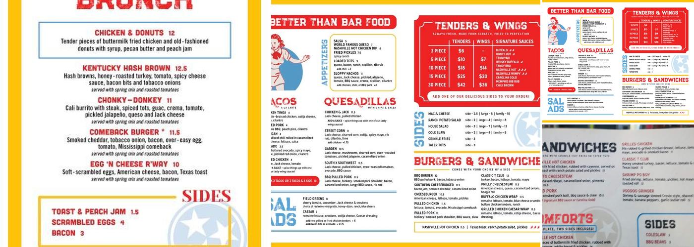 Tin Roof Menu