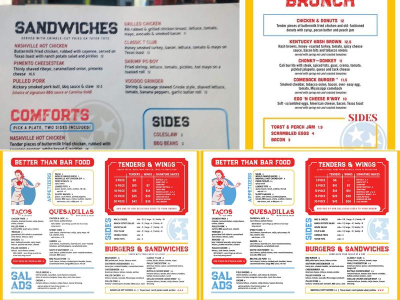 Tin Roof Menu