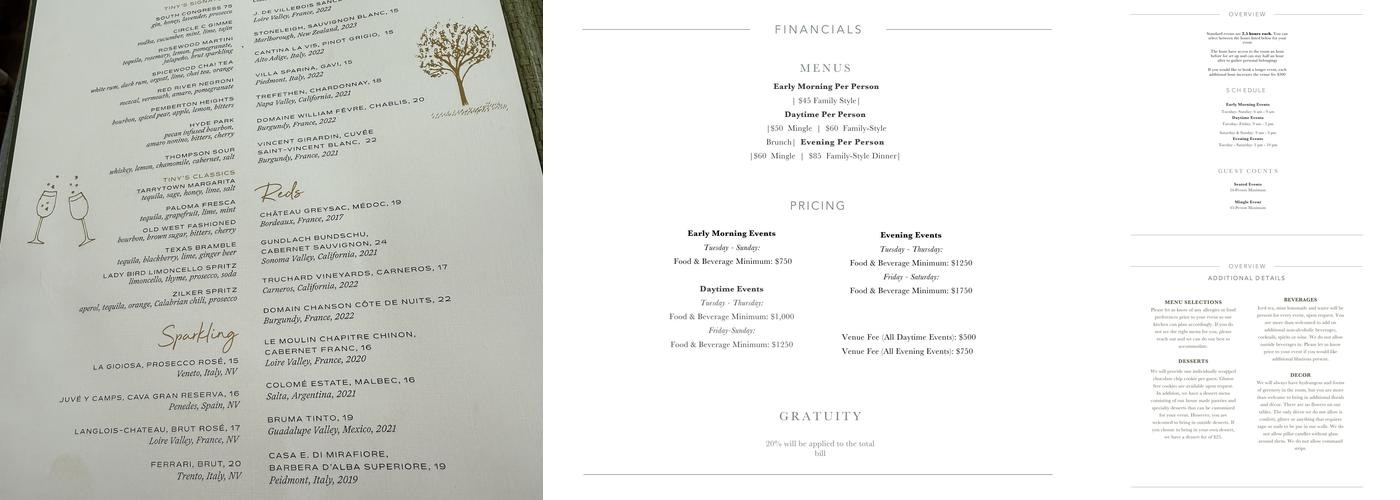 Tiny Boxwoods Austin Menu