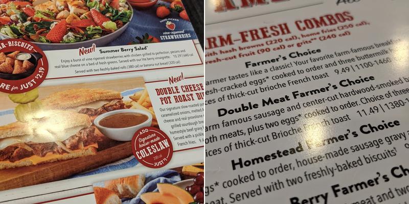 Bob Evans Menu
