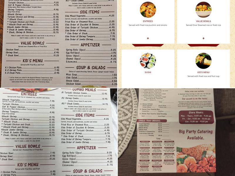 Tokyo Grill Menu