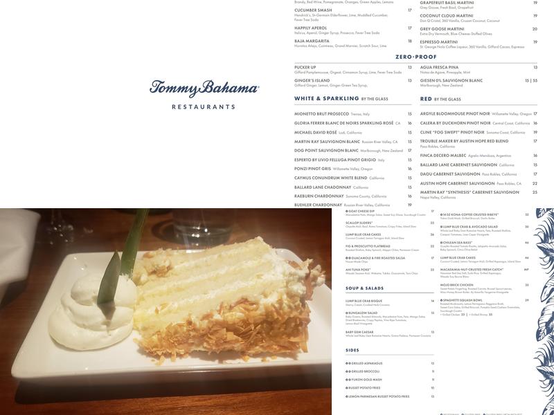 Tommy Bahama Restaurant, Bar & Store Menu