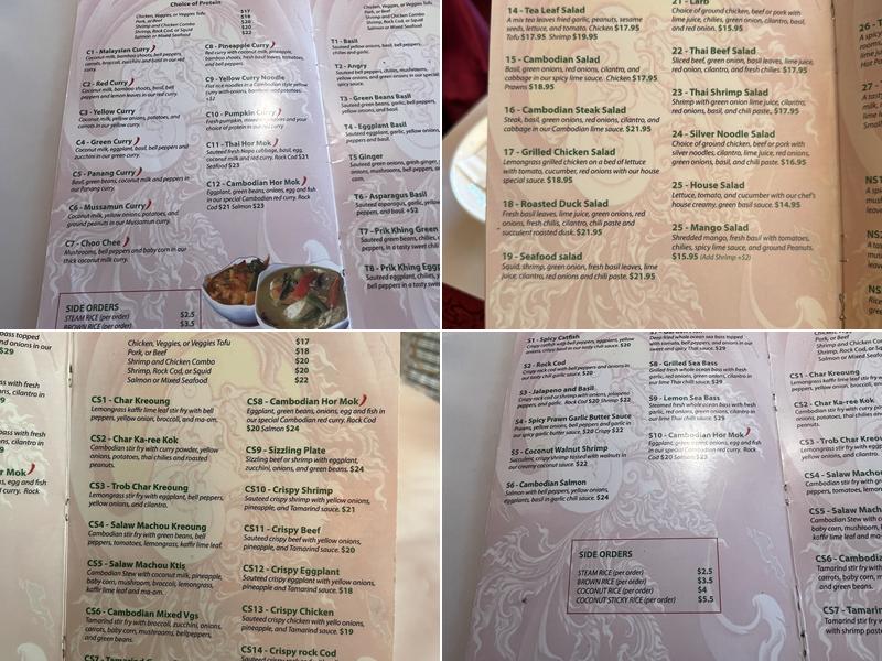 Tommy Thai Menu