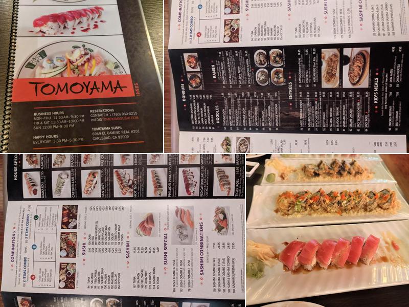 Tomoyama sushi Menu