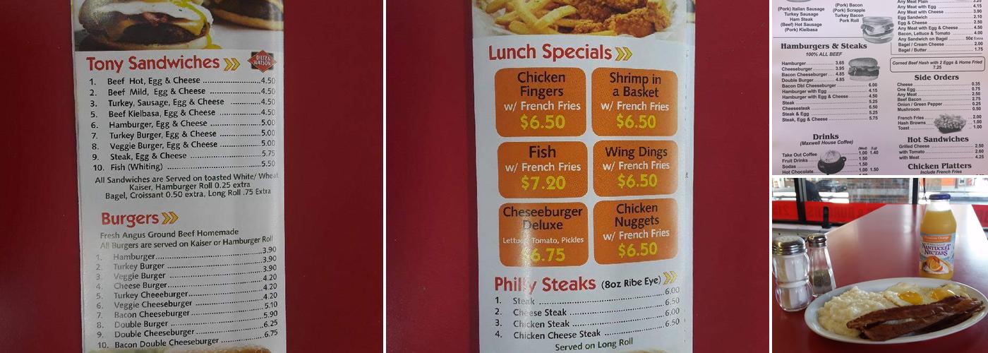 60TH MARKET DINER (Tony formerly) Menu