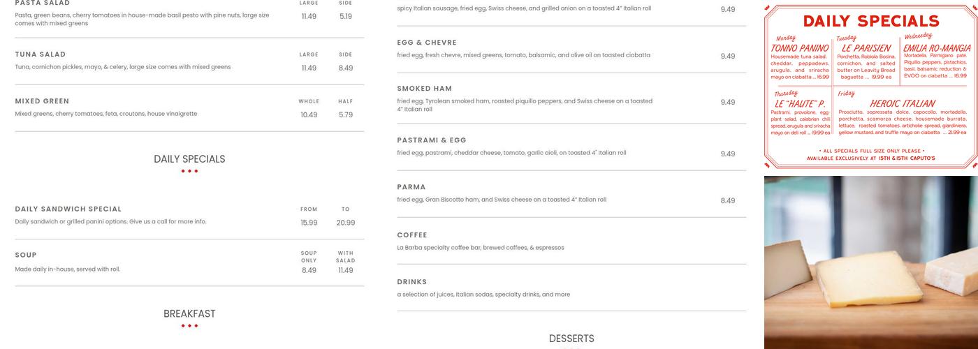 Caputo's Market & Deli 15th & 15th Menu