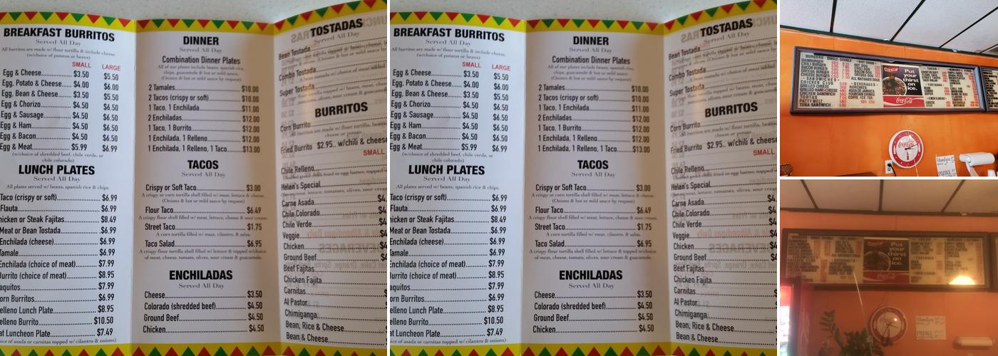 Tony's Burrito Hut Menu