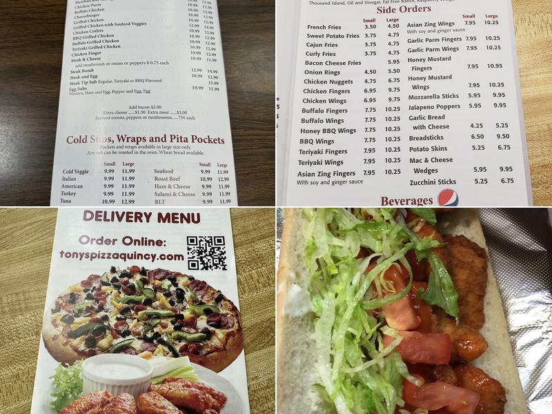 Tony's House of Pizza Menu
