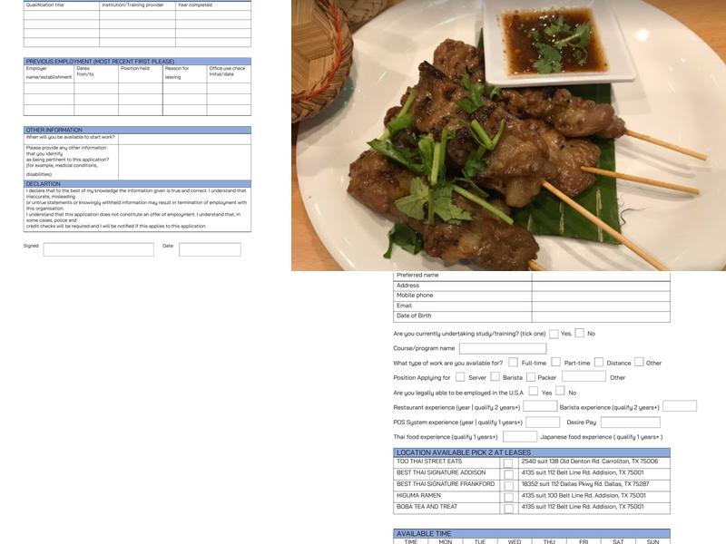 Too Thai Street Eats Menu