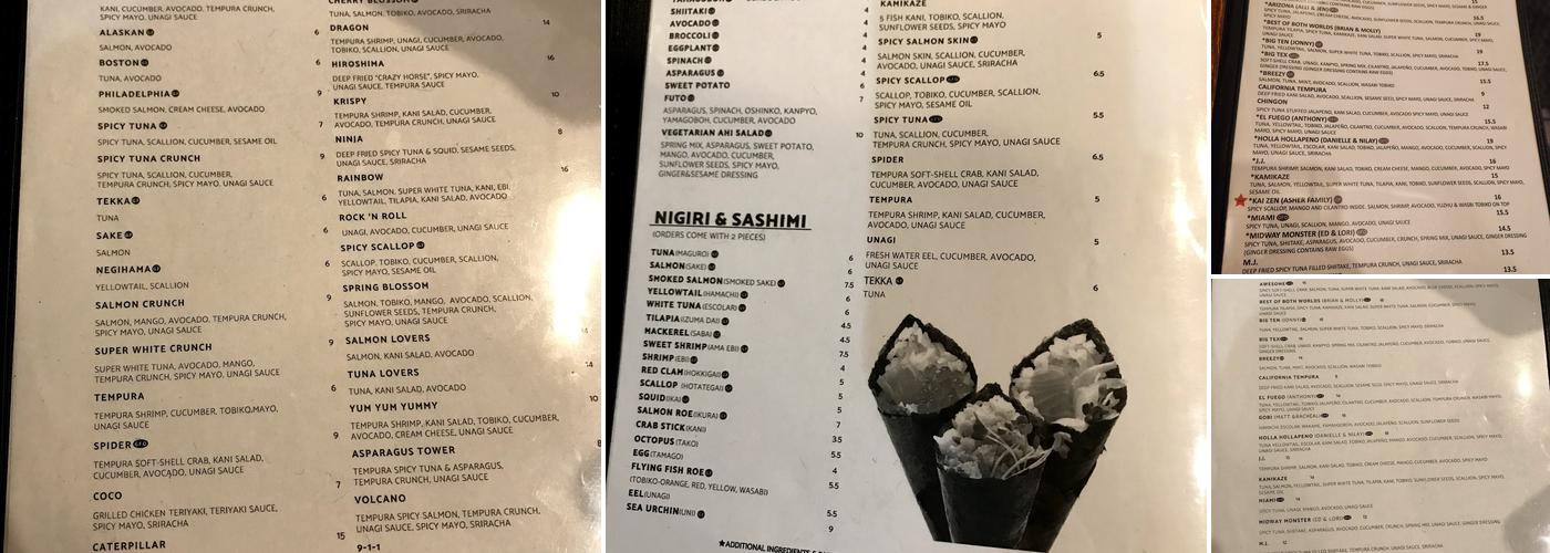 Toro Sushi Menu