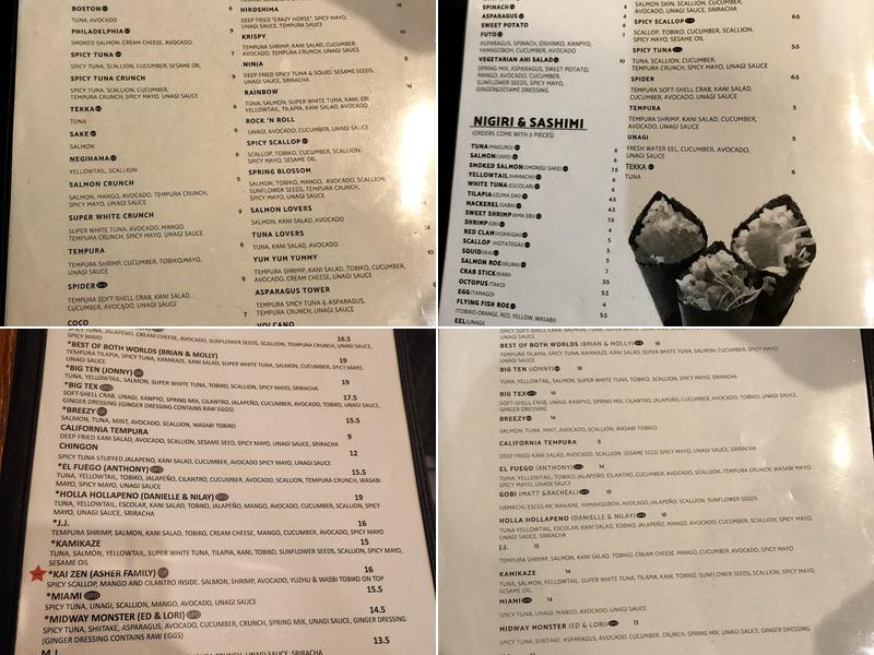 Toro Sushi Menu