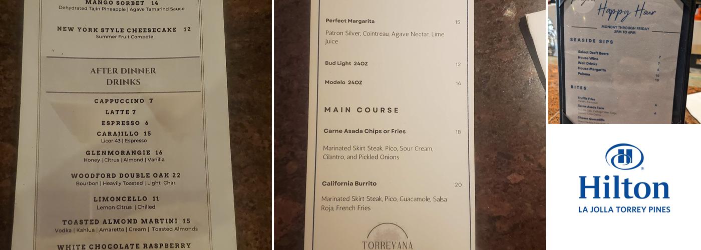 Torreyana Menu