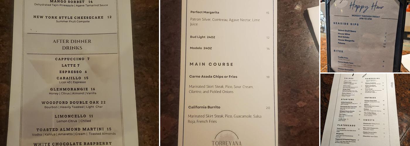 Torreyana Menu