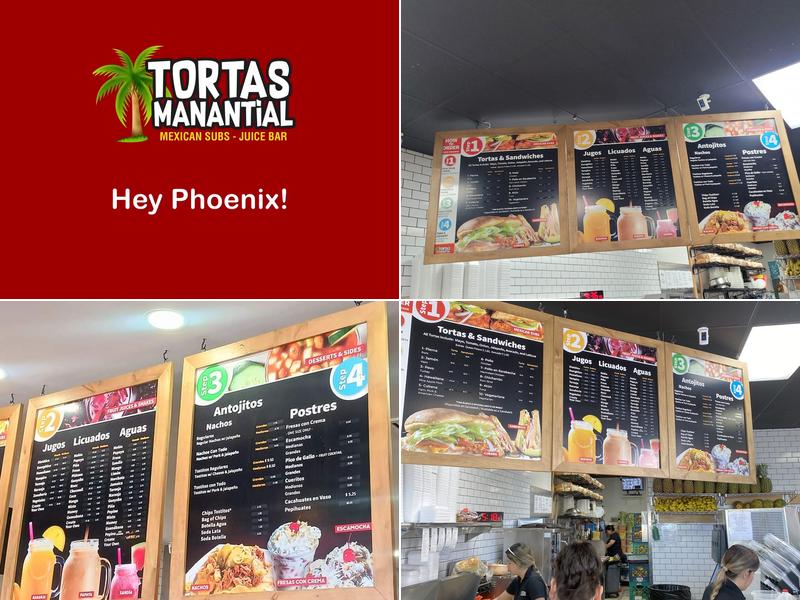 Tortas Manantial Menu