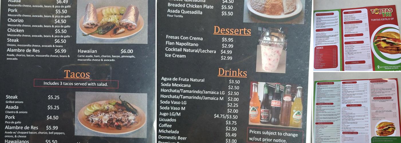 Tortas El Tri Menu