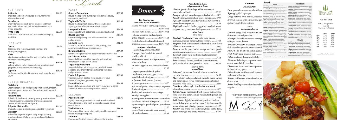 Toscana Menu