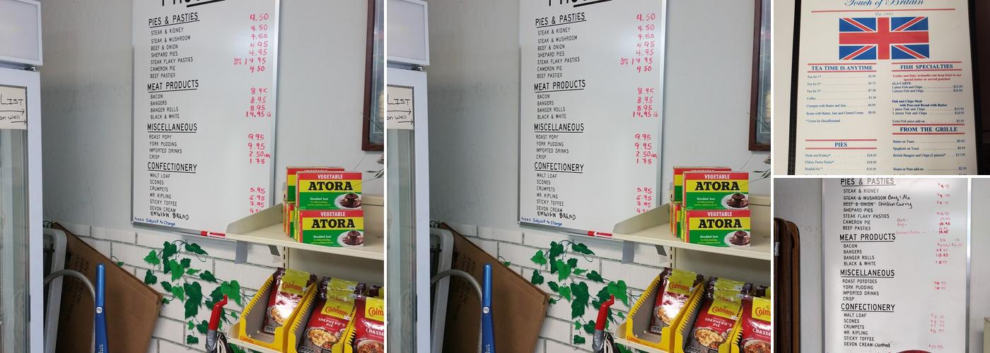 Touch of Britain Menu