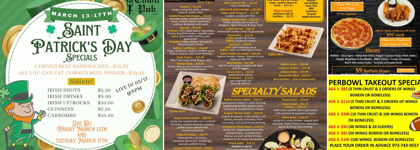 Town Pub Menu