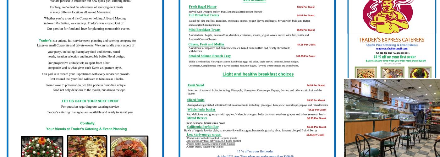Trader Express Deli Menu