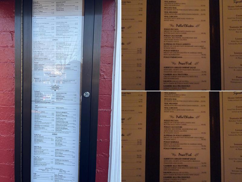 Trattoria Alberto Menu
