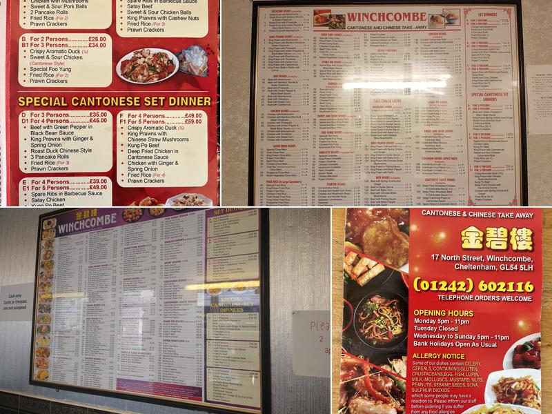 Winchcombe Chinese Takeaway Menu