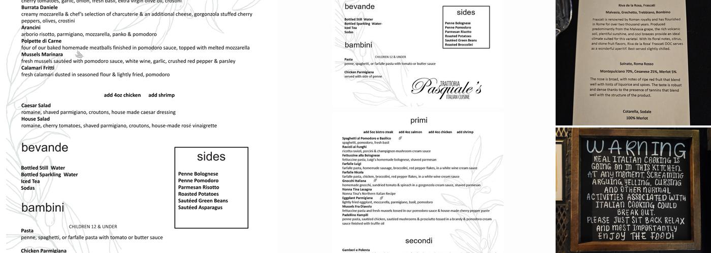 Trattoria Pasquale Menu