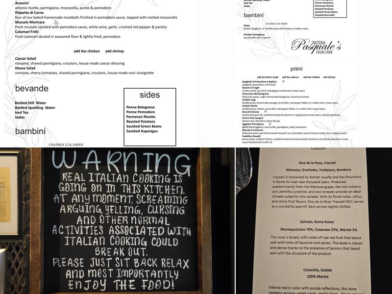 Trattoria Pasquale Menu