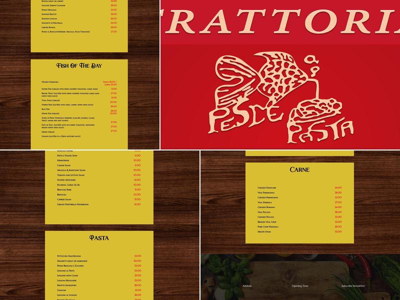 Trattoria Pesce Pasta Menu