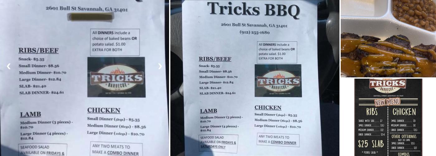 Tricks Barbecue Menu