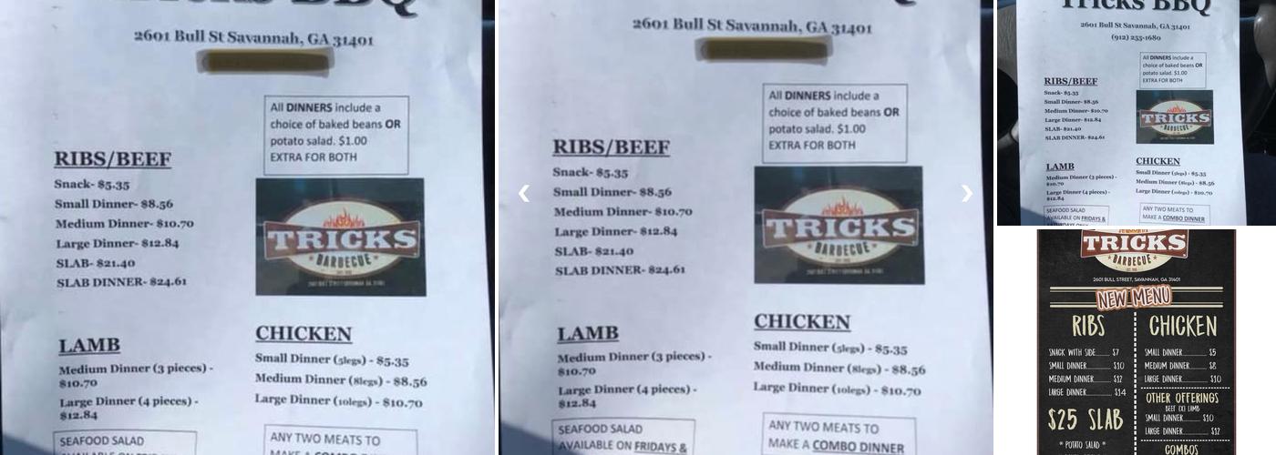 Tricks Barbecue Menu