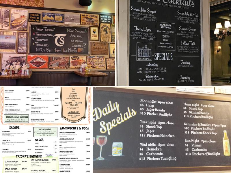 Triona's On Third Menu